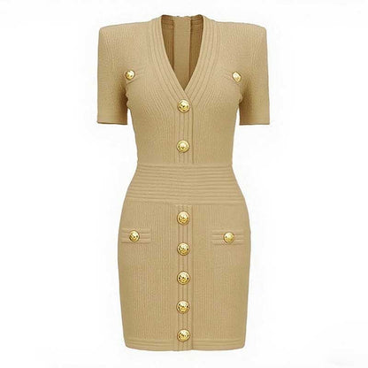 Women's Mini Knit Dress V-Neck