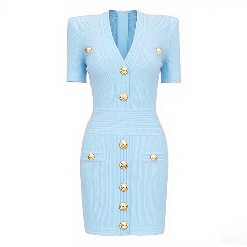 Women's Mini Knit Dress V-Neck