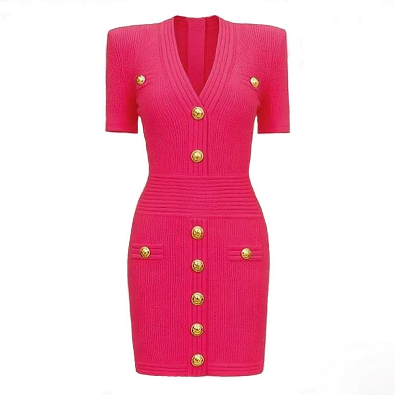 Women's Mini Knit Dress V-Neck