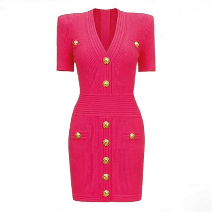 Women's Mini Knit Dress V-Neck