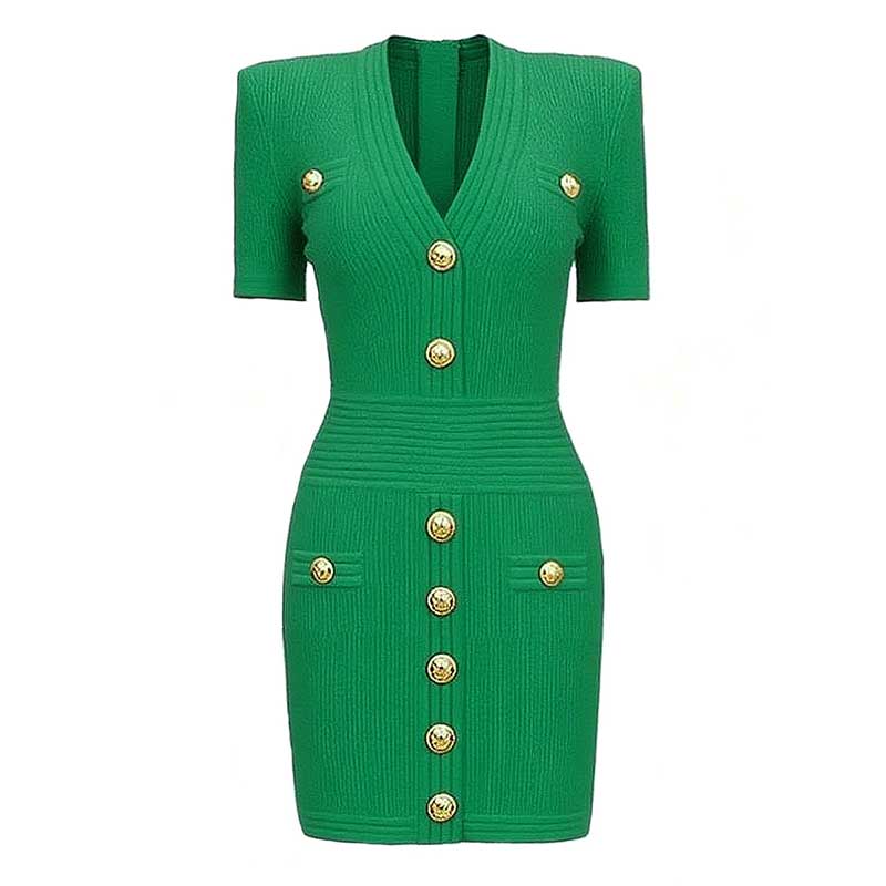 Women's Mini Knit Dress V-Neck