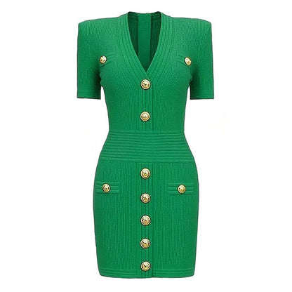 Women's Mini Knit Dress V-Neck