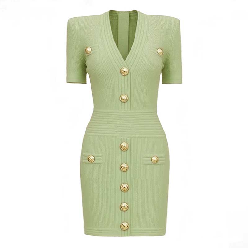 Women's Mini Knit Dress V-Neck