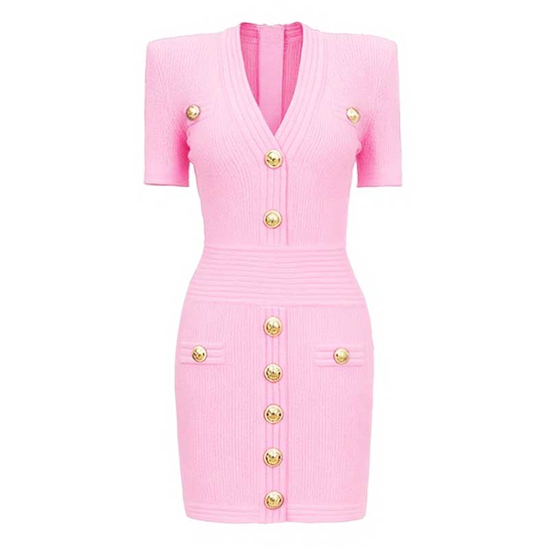 Women's Mini Knit Dress V-Neck