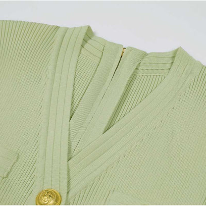 Women's Mini Knit Dress V-Neck