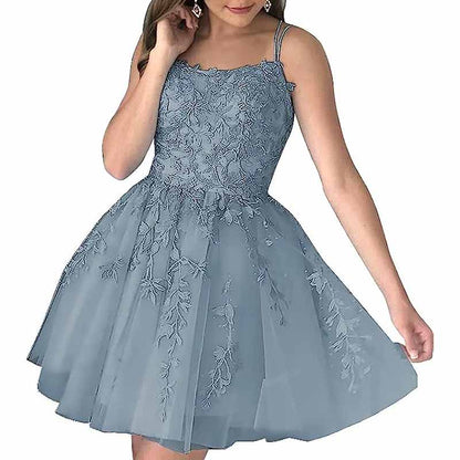 Women's Homecoming Dresses Short Prom Dress Lace Appliques Teens Party Gowns