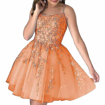 Women's Homecoming Dresses Short Prom Dress Lace Appliques Teens Party Gowns