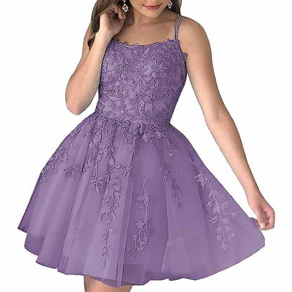 Women's Homecoming Dresses Short Prom Dress Lace Appliques Teens Party Gowns