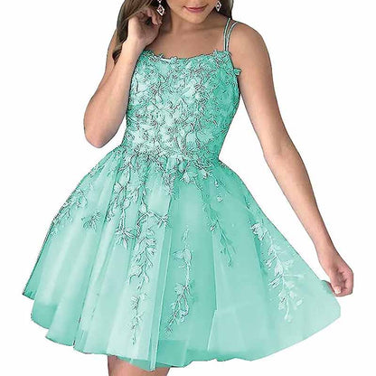 Women's Homecoming Dresses Short Prom Dress Lace Appliques Teens Party Gowns