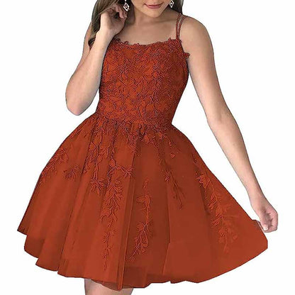 Women's Homecoming Dresses Short Prom Dress Lace Appliques Teens Party Gowns