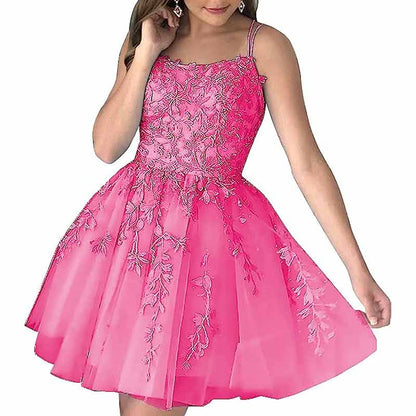 Women's Homecoming Dresses Short Prom Dress Lace Appliques Teens Party Gowns