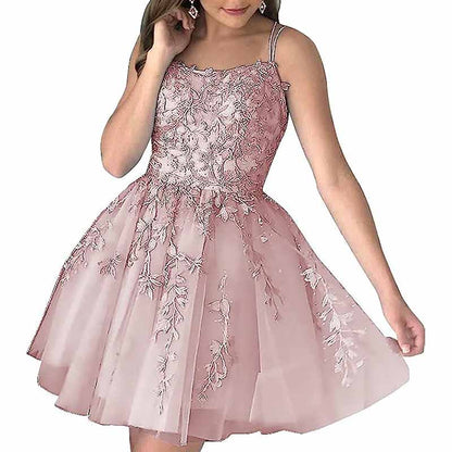 Women's Homecoming Dresses Short Prom Dress Lace Appliques Teens Party Gowns