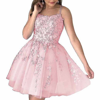 Women's Homecoming Dresses Short Prom Dress Lace Appliques Teens Party Gowns
