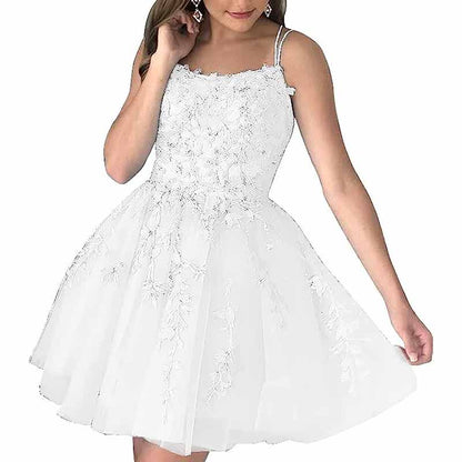 Women's Homecoming Dresses Short Prom Dress Lace Appliques Teens Party Gowns