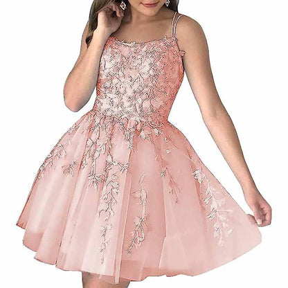 Women's Homecoming Dresses Short Prom Dress Lace Appliques Teens Party Gowns