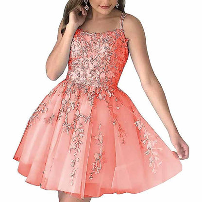 Women's Homecoming Dresses Short Prom Dress Lace Appliques Teens Party Gowns