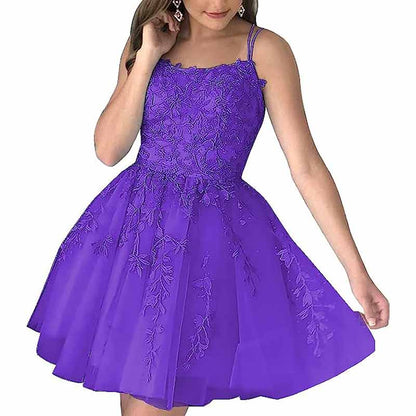 Women's Homecoming Dresses Short Prom Dress Lace Appliques Teens Party Gowns