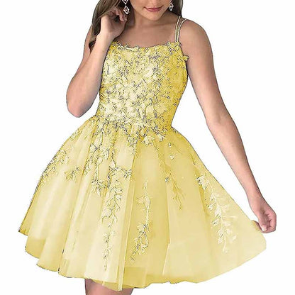 Women's Homecoming Dresses Short Prom Dress Lace Appliques Teens Party Gowns