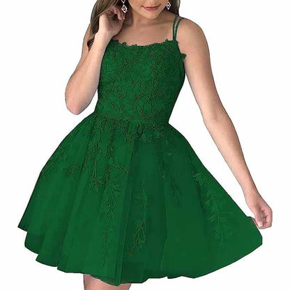 Women's Homecoming Dresses Short Prom Dress Lace Appliques Teens Party Gowns