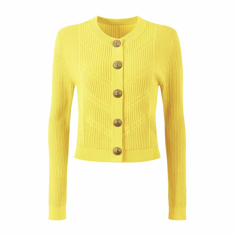 Women Knitted Mini Skirt Suit Button Embellished Two Pieces Set