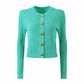 Women Knitted Mini Skirt Suit Button Embellished Two Pieces Set