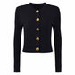 Women Knitted Mini Skirt Suit Button Embellished Two Pieces Set