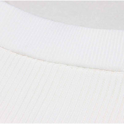 Women Knitted Mini Skirt Suit Button Embellished Two Pieces Set