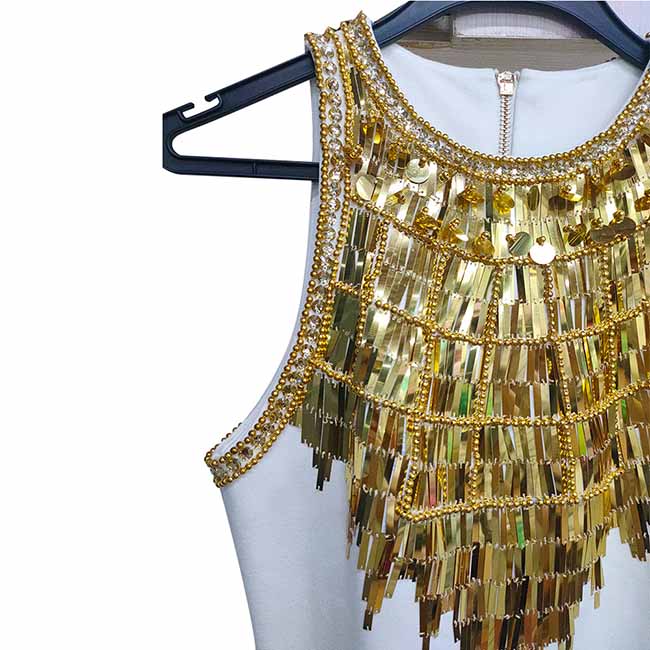 Sequin Mini Dress Gold Metal Pary Sexy Dress