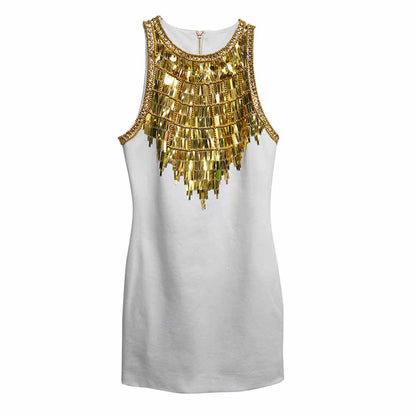Sequin Mini Dress Gold Metal Pary Sexy Dress