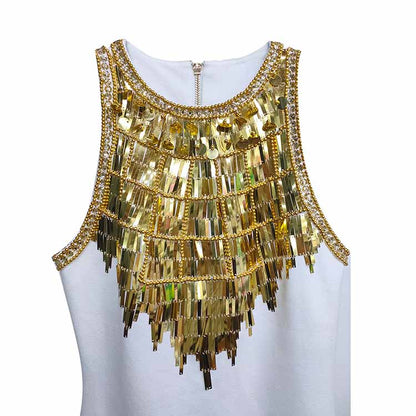 Sequin Mini Dress Gold Metal Pary Sexy Dress