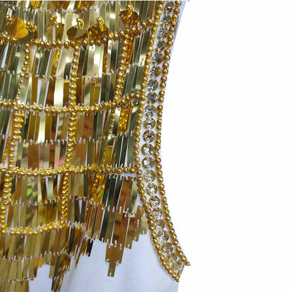 Sequin Mini Dress Gold Metal Pary Sexy Dress