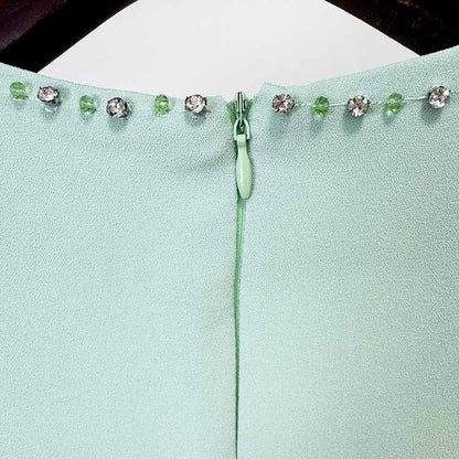 Elegant Mint Green Maxi Dress With Crystal For Paries