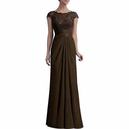Elegant mother of the bride lace chiffon dress with detailed bodice and flattering silhouette