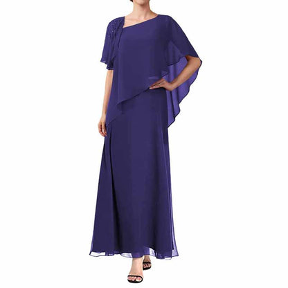 Plus Size Chiffon Mother of The Bride Dress Long Maxi Formal Evening Gown