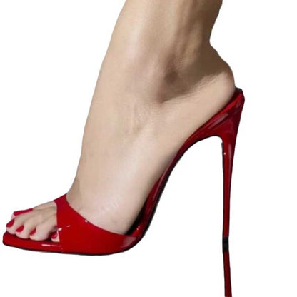 Women Chic Heels Pointed Toe Slip-on Mules Sandals