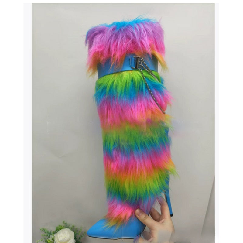 Women's Faux-fur Boots Multi-Color