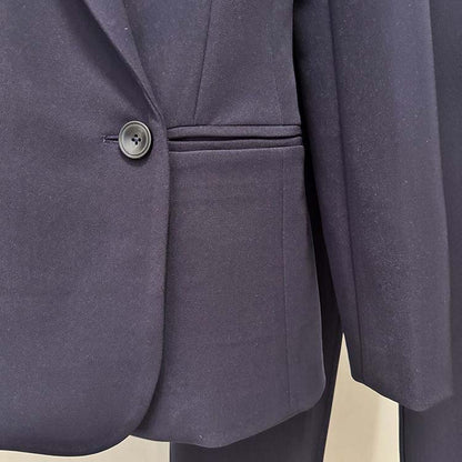 Ruffle inset single-breasted blazer in navy for women