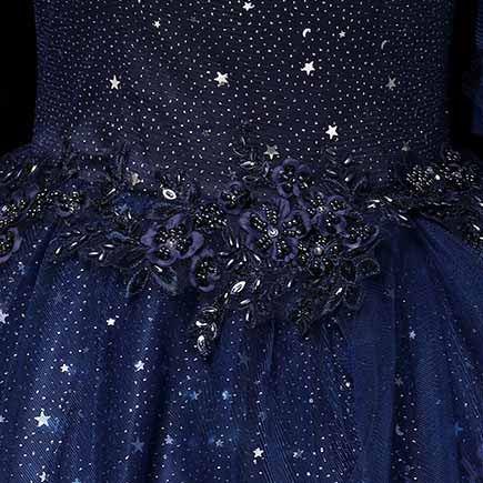 Navy Blue Wedding Dress with Sleeves A-Line Tulle Long Ball Gowns – SD  Dresscode & Fashiontrends