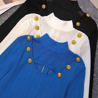 Women's Long Sleeve Cut-Out Midi Knitted Dress