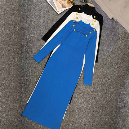 Women's Long Sleeve Cut-Out Midi Knitted Dress