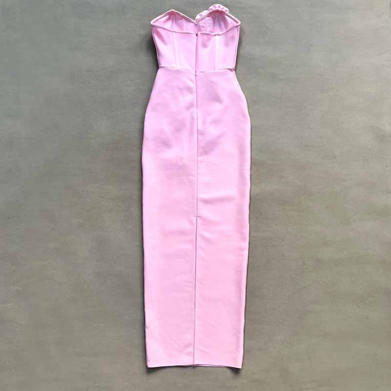 Off Shoulder Body-con Midi Dress With Flower Appliques