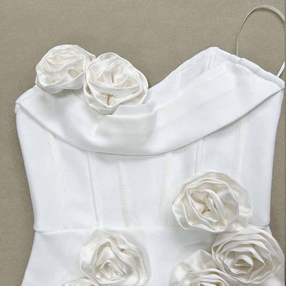 Off Shoulder Body-con Midi Dress With Flower Appliques