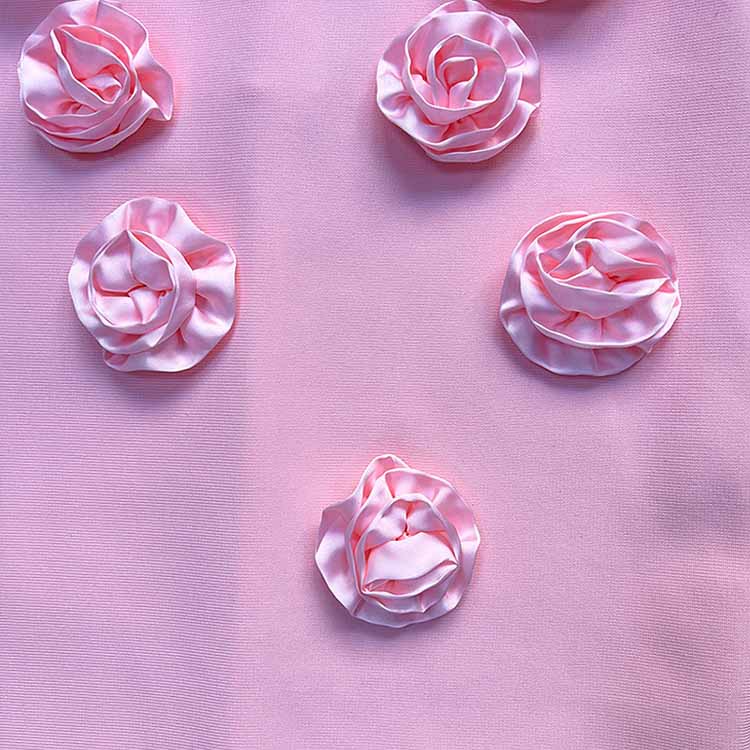 Off Shoulder Body-con Midi Dress With Flower Appliques