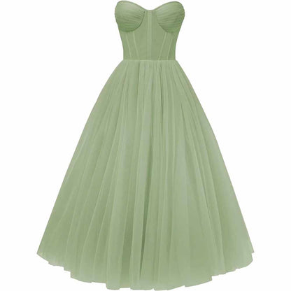 Tulle Prom Dresses Teens Ball Gown Corset Homecoming Dresses Tea Length Formal Cocktail Dress