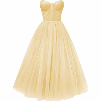 Tulle Prom Dresses Teens Ball Gown Corset Homecoming Dresses Tea Length Formal Cocktail Dress