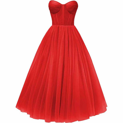 Tulle Prom Dresses Teens Ball Gown Corset Homecoming Dresses Tea Length Formal Cocktail Dress