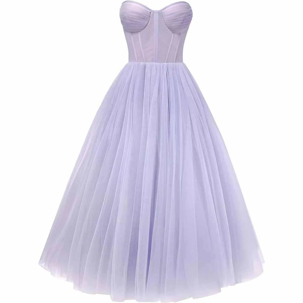 Tulle Prom Dresses Teens Ball Gown Corset Homecoming Dresses Tea Length Formal Cocktail Dress