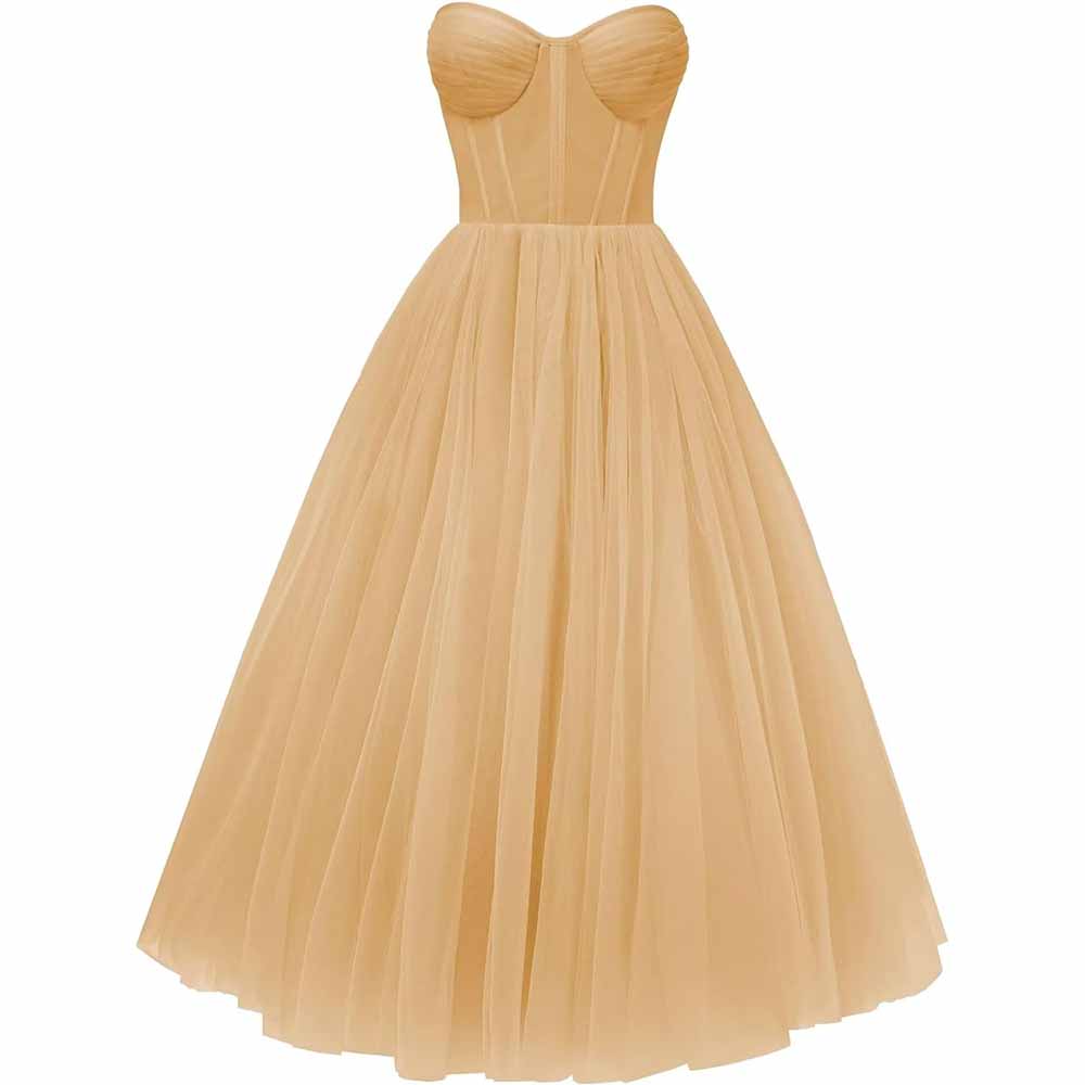 Tulle Prom Dresses Teens Ball Gown Corset Homecoming Dresses Tea Length Formal Cocktail Dress