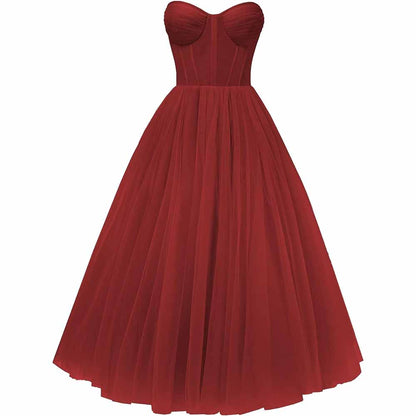 Tulle Prom Dresses Teens Ball Gown Corset Homecoming Dresses Tea Length Formal Cocktail Dress