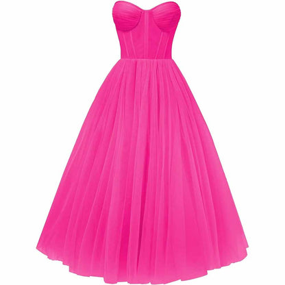 Tulle Prom Dresses Teens Ball Gown Corset Homecoming Dresses Tea Length Formal Cocktail Dress